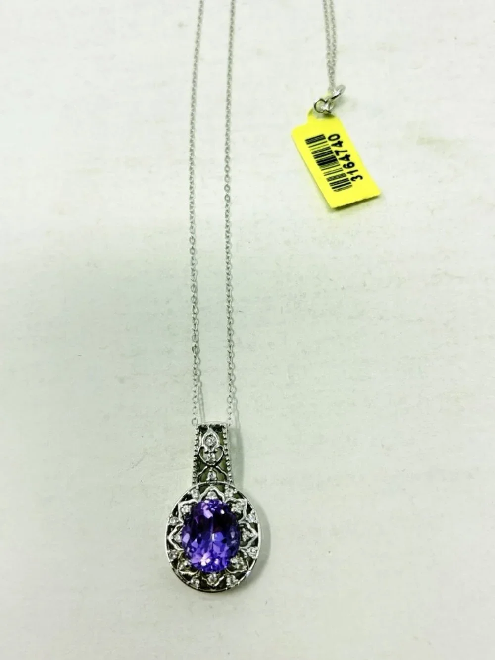 Shop LC Rose De France Amethyst/Cambodian‎ Zircon Silver Pendant & Chain 5246